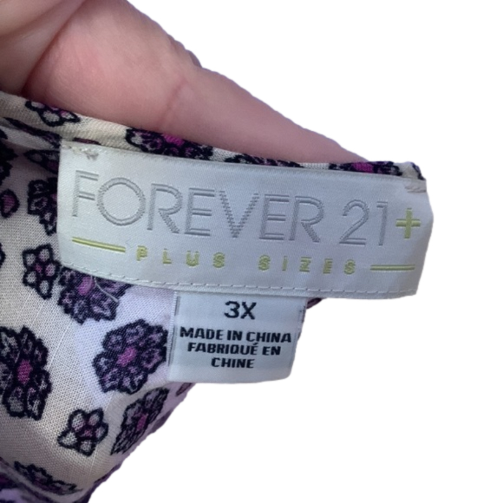 Forever 21 Purple & Cream Floral Lightweight Long Sleeve Top 3X - Picture 8 of 10